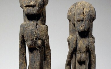 Couple de statuettes Toussian/Karaboro (Burkina faso) Couple de statuettes érodées par le temps, et les...