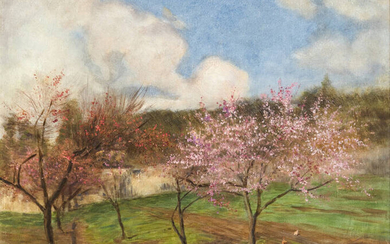 DE BARTOLOMEIS ULMA<BR>Chieri 1886 - 1981 Torino<BR>"Paesaggio con alberi in fiore"
