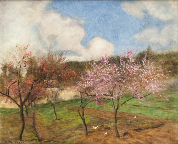 DE BARTOLOMEIS ULMA<BR>Chieri 1886 - 1981 Torino<BR>"Paesaggio con alberi in fiore"