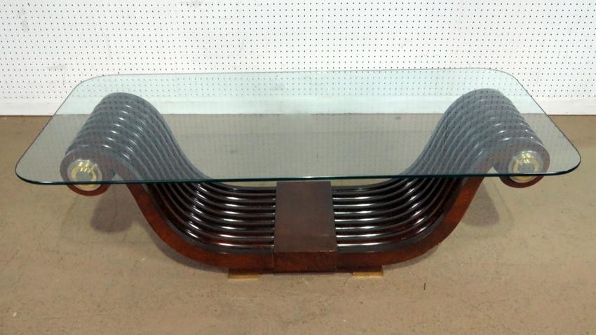 DECO STYLE GLASS TOP COFFEE TABLE