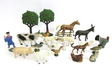 DURSO, farmer and farm animals, 21 pieces including...