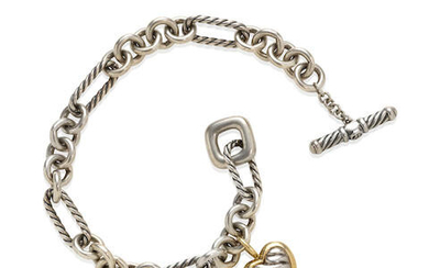 David Yurman: Sterling Silver and Gold Toggle Bracelet