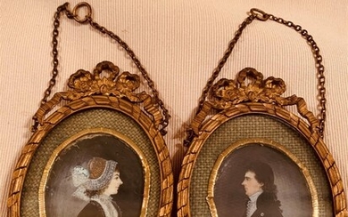 Deux miniatures représentant les portraits... - Lot 54 - L'Huillier & Associés