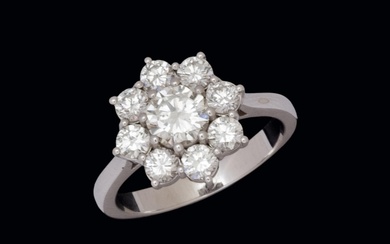 Diamond gold rosette ring 1.85 cts