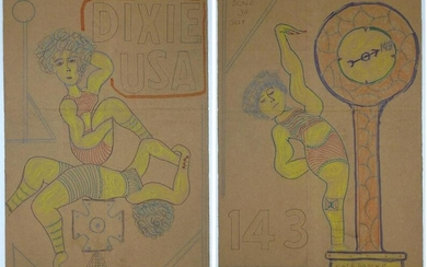 Dixie USA 2-sided Drawing. Brown Paper Bag by Lewis