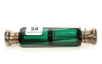 Double Laydown Perfume, Emerald Green Art Glass