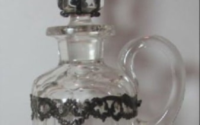 Dutch Silver & Cut Crystal Decanter Bottle C1850