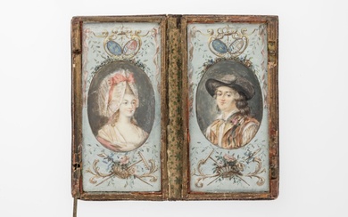 ECOLE FRANCAISE du XVIIIème siècle. Portraits présumés de Marie-Antoinette et Louis XVI avant leur couronnement,...