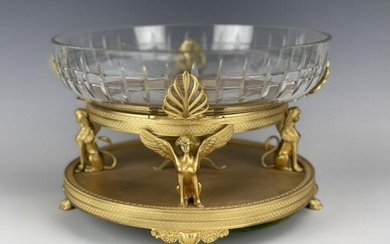 EMPIRE STYLE DORE BRONZE AND BACCARAT GLASS CENTERPIECE