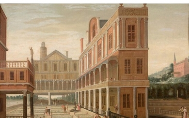École HOLLANDAISE vers 1640, suiveur de Dirck Van DELEN Palais animé Dutch school circa 1640, foll. of D. Van Delen, Animated palace, o