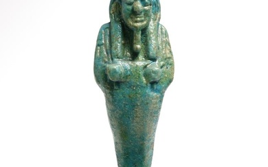 Egyptian Bright Turquoise Faience Shabti, 26th-30th Dynasty, c. 664-343 B.C.