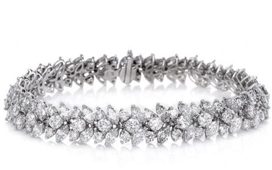 Estate 20.10ct Diamond Platinum Cluster Floral Link Line Bracelet