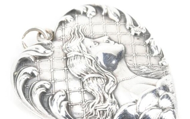 Estate Sterling Silver Art Nouveau Heart Locket