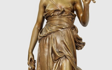 Eugène-Antoine Aizelin (1821 Paris - 1902 ibidem) "Nymphe de Diane". Titre original Bronze, patine brune....