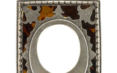 FINE ANTIQUE BRITISH MINIATURE SILVER AND SHELL FRAME