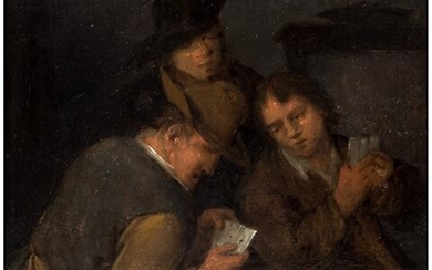 FLÄMISCHER MALER 17. Jh., Umreis Teniers, "Drei Kartenspieler in der Stube"