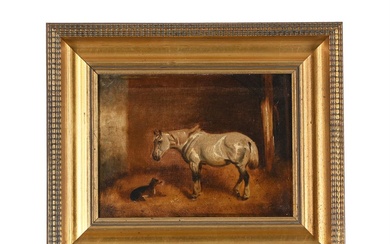 FOLLOWER OF JAMES CLARK, HORSE AND A DOG IN A BARN