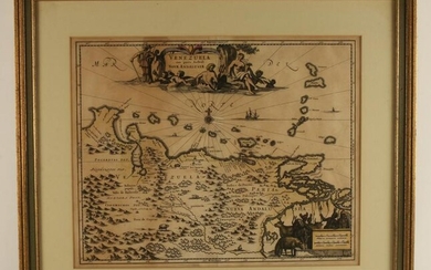 FRAMED ANTIQUE MAP OF VENEZUELA