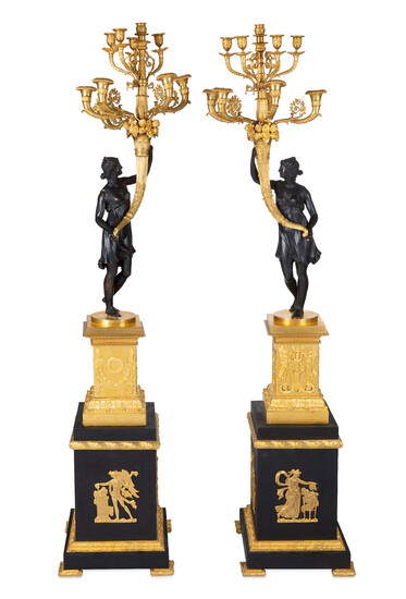 FRENCH NEOCLASSICAL-STYLE BRONZE CANDELABRA