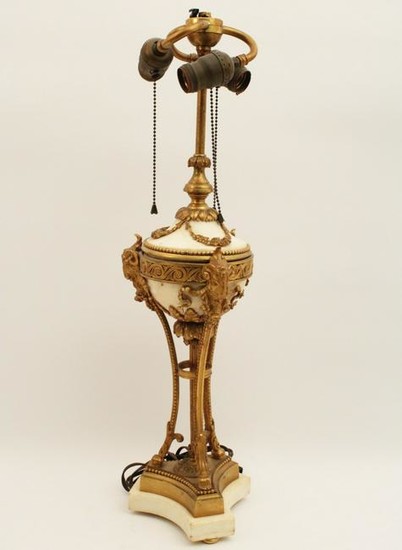 FRENCH REGENCY GILT BRONZE AND MARBLE URN
