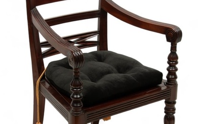 Federal Style Carved Mahogany Open Armchair, Ca. 20th C., H 34.5" W 23" Depth 18"