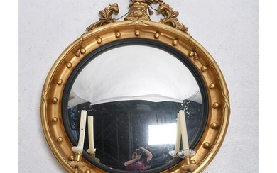 Federal Style Gilt Wood Framed Bull's Eye Wall Mirror.