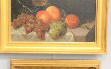 Four 19th C. still life oil on canvas of fruit to