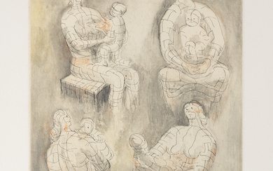 Four Mother and Child Studies, 1976,Henry Moore