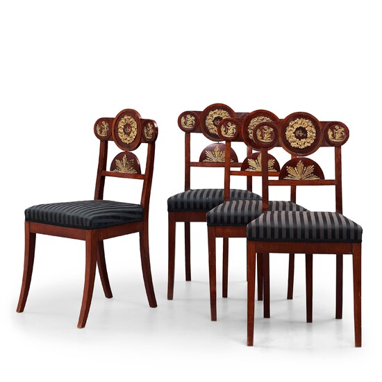 Four Swedish Empire chairs, 1820-30's.