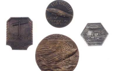 Four plaques and badges depicting Graf Zeppelin dirigibles