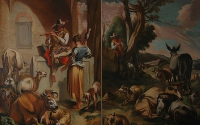 Francesco Londonio (1723 - 1783) coppia di oli su