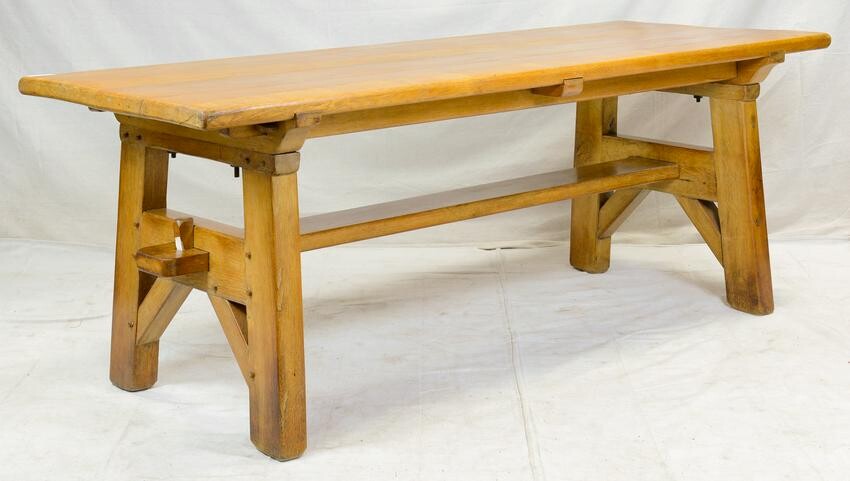 French Arts & Crafts Style Trestle 7 ft Farm Table