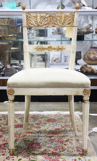 French Neoclassical style cream painted parlor chair