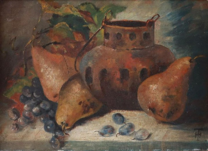 French school 20th century Still life with pears oil on