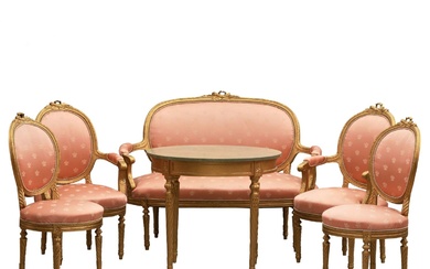 Furniture set of 8 pieces. France at the turn of...