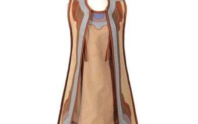 G. Girvin of Seattle Wearable Textile Art Canvas Dress and Vest, 1970s Vintage