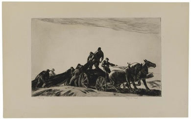 GIFFORD BEAL (New York, 1879-1956), Net Wagon., Etching on heavy wove paper, 6.75" x 11.5". Matted