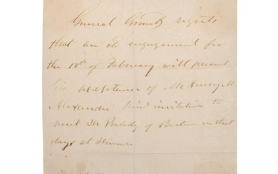 GRANT, Ulysses S (1822-1885). Autograph note of regret. 6 February 1881.