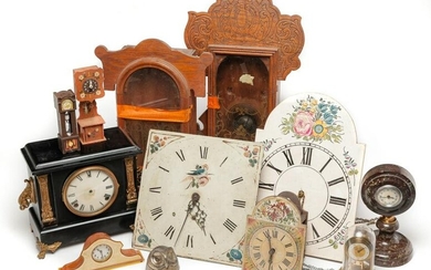 GROUP OF CLOCK PARTS AND ETCETERA.