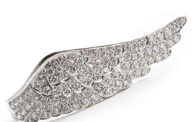 Garrard: A diamond ring “Wing” set with numerous brilliant-cut diamonds weighing a total of app. 1.28 ct., mounted in 18k white gold. G/VVS-VS. Size 54.