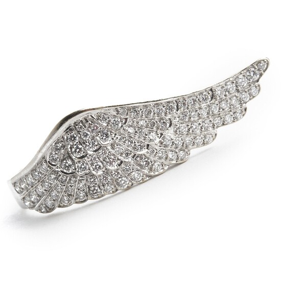 Garrard: A diamond ring “Wing” set with numerous brilliant-cut diamonds weighing a total of app. 1.28 ct., mounted in 18k white gold. G/VVS-VS. Size 54.