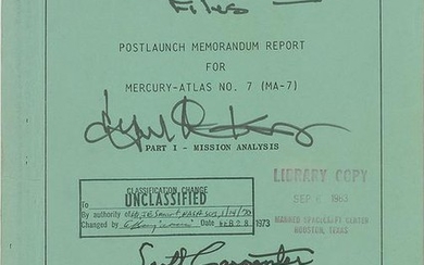 Gene Kranz's Signed Mercury Postlaunch Report