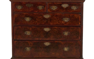 George III burl walnut chest of drawers