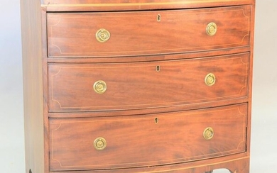 Georgian bow front three-drawer chest with line inlay