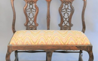 Georgian mahogany settee, double carved back on