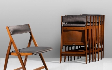 Gio PONTI 1891-1979 Suite de huit chaises pliantes mod. 320 dites « Eden » – Circa 1960