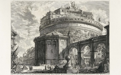 Giovanni Battista Piranesi (Mogliano Veneto, 1720 - Roma, 1778), Veduta del Mausoleo d'Elio Adriano (ora chiamato Castello S. Angelo) nella parte opposta alla Facciata dentro al Castello. 1754.