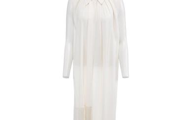 Givenchy A white sleeveless shirt of silk with collar and ribbon with...