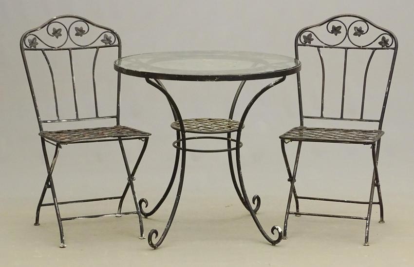 Glass Top Table & (2) Folding Chairs