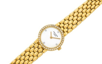 Gold, Mother-of-Pearl and Diamond Wristwatch, Patek Philippe